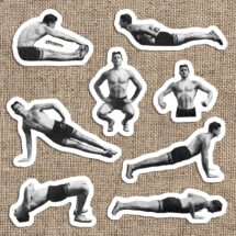 Old Fashioned Muscle Man #1 Sticker Set | 8 Vinyl Workout Stickers | Exercise, Gym, Health, Fitness Stretch, Small Gift