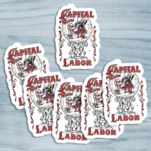 Set Capital and Labor Stickers | 6 Vinyl Stickers | Edwardian Communist, Socialist | Retro Socialism, Small Gift