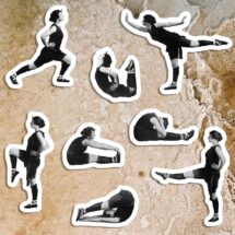Retro Limber Ladies #2 Sticker Set | 8 Vinyl Workout Women Stickers | Exercise, Gym, Health, Fitness Stretch, Small Gift
