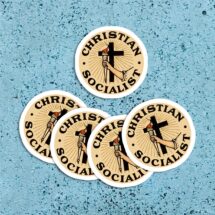 Set Christian Socialist Stickers | 5 Vinyl Stickers | Retro Religious Socialism for Laptop Water Bottle Etc, Small Gift