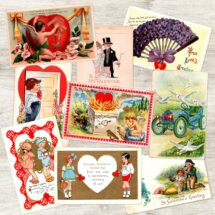 DIGITAL Vintage Valentine Postcards Collage Junk Journal Ephemera Instant Download Printables Antique Postcard Cupid Valentines Day Romance