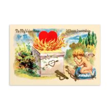 To My Valentine Whom I Worship Postcard 4×6" 1900s Style Old Fashioned Cupid Flat Card Romantic Victorian Burning Love Small Art Print Gift