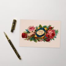 Forget Me Not Victorian Sentiment Postcard | Remembrance Victorian Hand & Roses Vintage Flowers Floral Flat Card Reminder, Small Gift