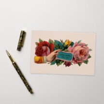 Hope Sustain Thee Ever Victorian Sentiment Postcard | Comfort, Sympathy Victorian Hand & Roses Vintage Flowers Floral Flat Card, Small Gift