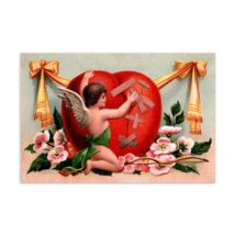 Victorian Cupid Mending Broken Heart Postcard 4×6": 1900s Style Old Fashioned Valentine Flat Card Romantic Love Small Art Print Gift