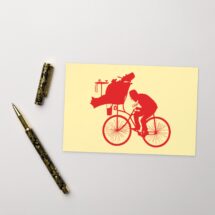 Labor Carrying Capital on Bicycle 4×6 Postcard | Retro Socialist Leftist Anti-Capitalist Communist Pro-Worker Flat Card Small Art Print
