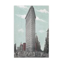 NYC Small Print: Retro Flatiron Building 1902 Halftone Vintage Reproduction | Flat Iron New York City | Architecture Travel Postcard Art