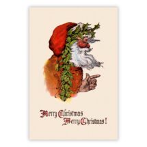 Printable Father Christmas Flat Card: Victorian Era Merry Christmas Old Fashioned Santa Postcard 4×6 Print Ready JPG Download Digital