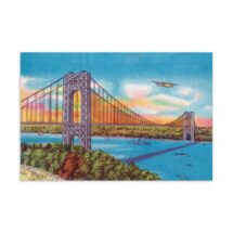 NYC Small Print, 4×6 Postcard: Retro George Washington Bridge Halftone Vintage Reproduction | Hudson River New York City 1930s Travel