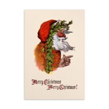Father Christmas Flat Card: Victorian Era Reproduction Merry Christmas Old Fashioned Santa Postcard Art Small Art Print