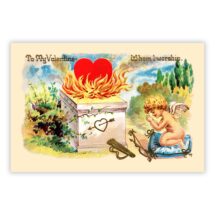 Printable To My Valentine Whom I Worship Digital Postcard 4×6" 1900s Style Old Fashioned Cupid Flat Card Romantic Victorian Burning Love