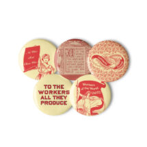 Set of Five Retro Leftist Pinbacks | Socialist, Communist, Badges, Pins, Buttons